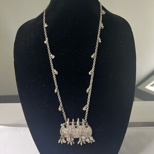 Accessocraft NYC Silvertone Etched Metal 15” Long Necklace